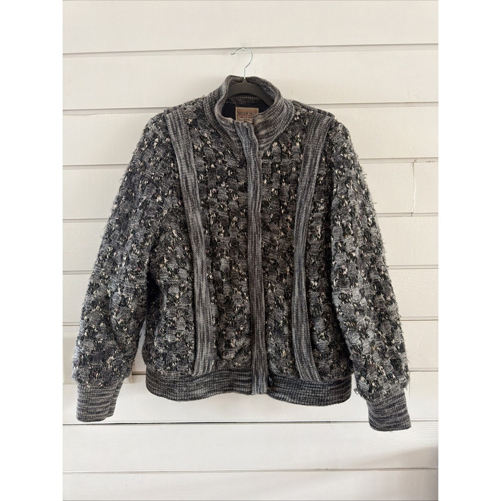 Vintage 1980's Grey/white Specked Nelson Hall Sweater‎ Coat Size L GW995